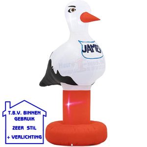 Ooievaar opblaasfiguur, Opblaasbare ooievaar binnen gebruik, Ooievaar opblaasbaar met verlichting